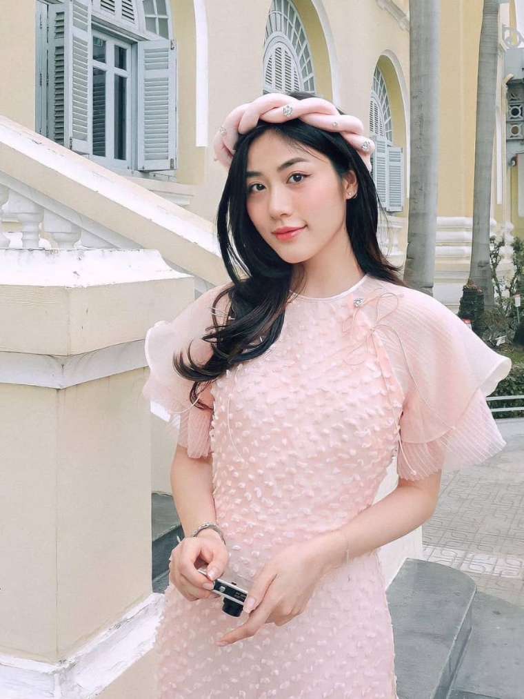 Ren Bi Áo dài Aguja hồng ren bi S - imqueenoffical