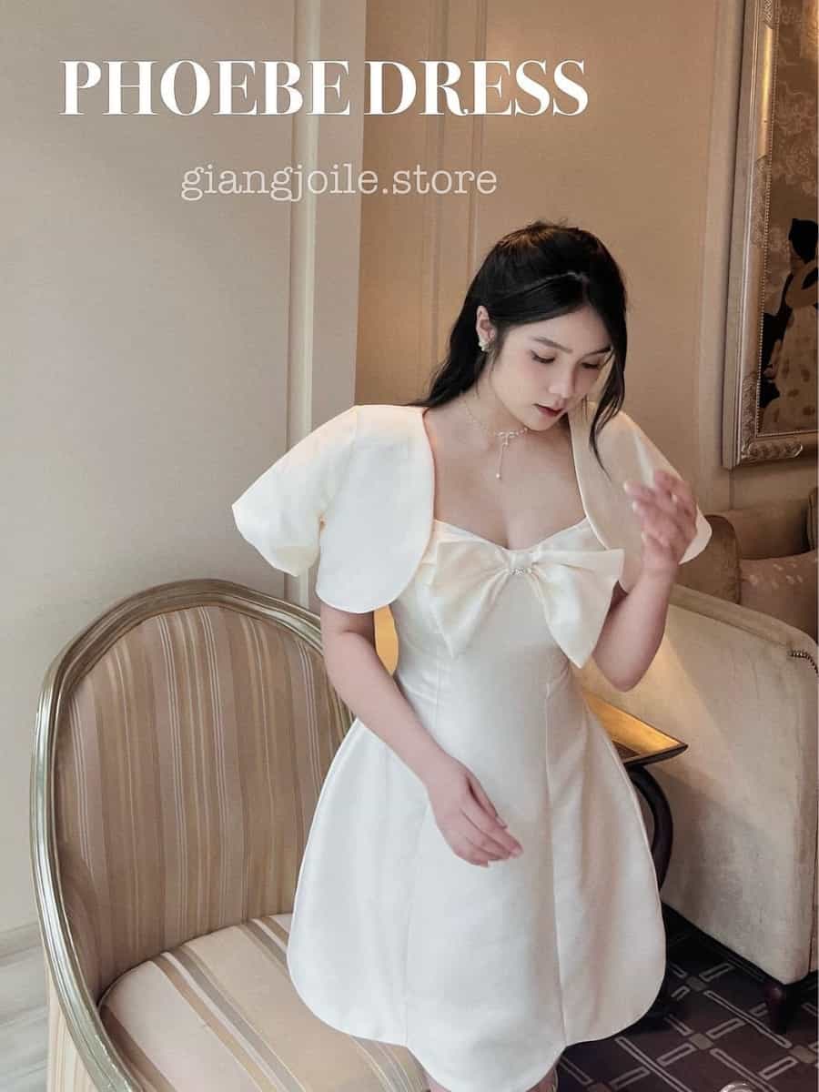 Áo khoác kem croptop trơn Giang Jolie