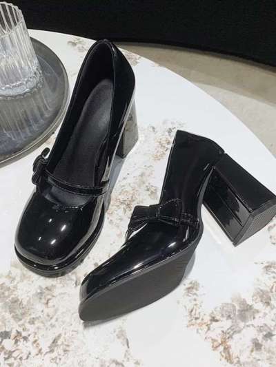 Cao gót sandal đen quai đính nơ size 38