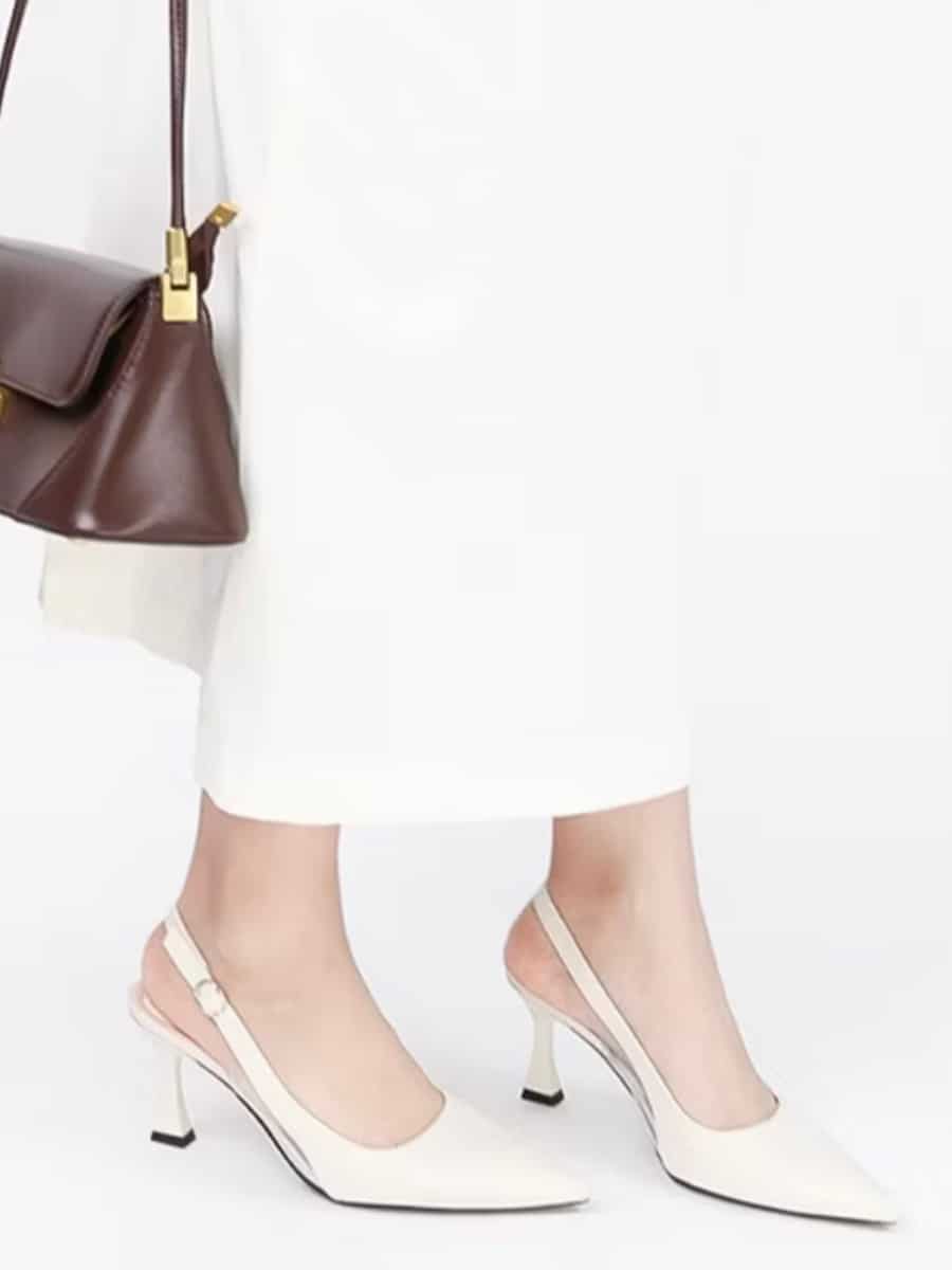 Cao gót trắng mix trong suốt size 38